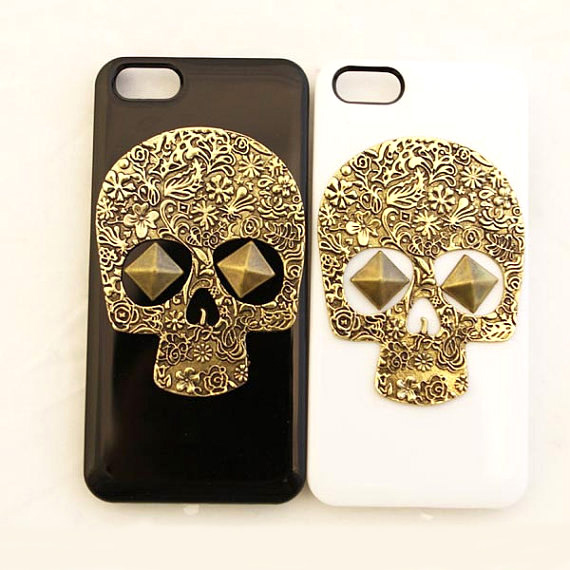 Iphone 5 Case, Iphone 5s Case, Iphone 5g Case,skull Iphone 5 Case, Metal Skull Iphone 5s Case, Bronze Iphone 5 Case, Bronze Iphone 5s Case,bronze